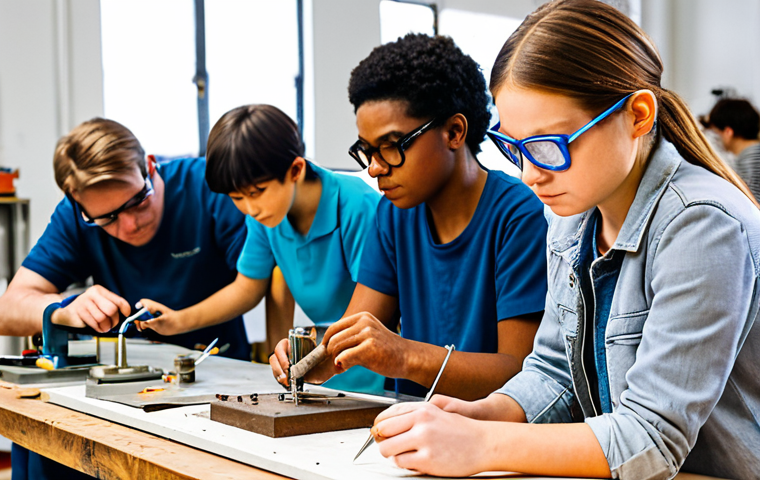금속공예 창업 준비 - A fully clothed artisan meticulously crafting a delicate silver filigree pendant in a well-lit works...