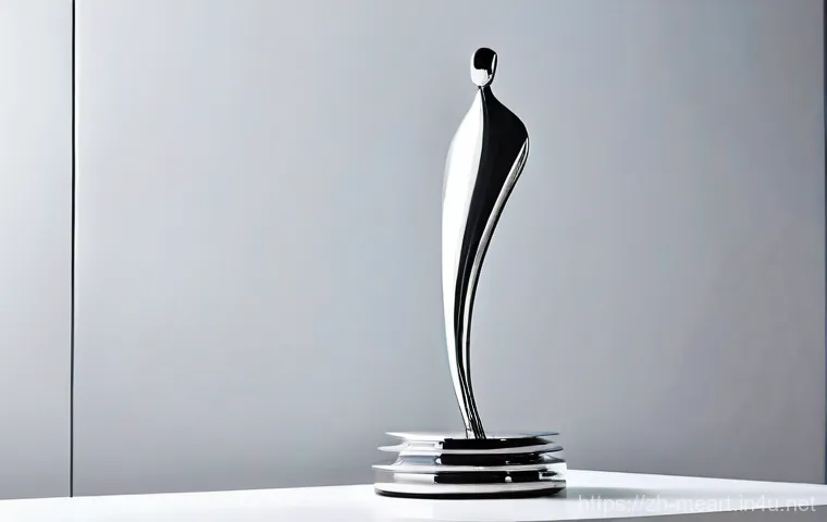 금속공예와 스마트 머티리얼 - **"A visually striking, intricate abstract sculpture crafted from polished Shape Memory Alloy (SMA) ...