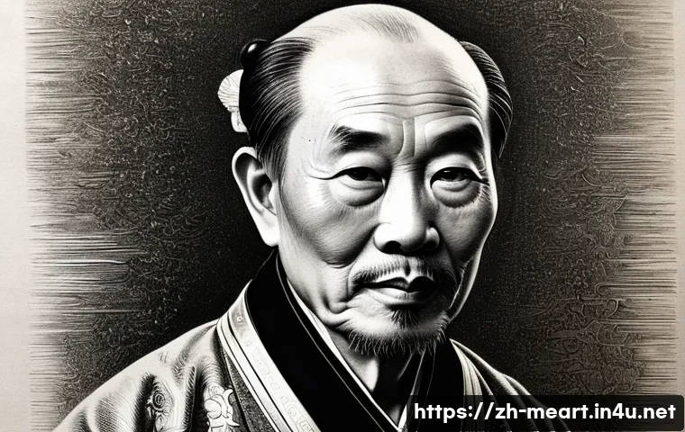 동판화 기법과 응용 - A highly detailed etching-style copperplate print depicting a realistic portrait of a mature Chinese...