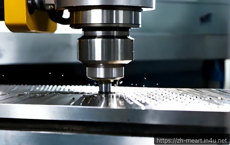 스테인리스 스틸 가공법 - Photorealistic close-up of a skilled metalworker operating a precision CNC milling machine on a poli...